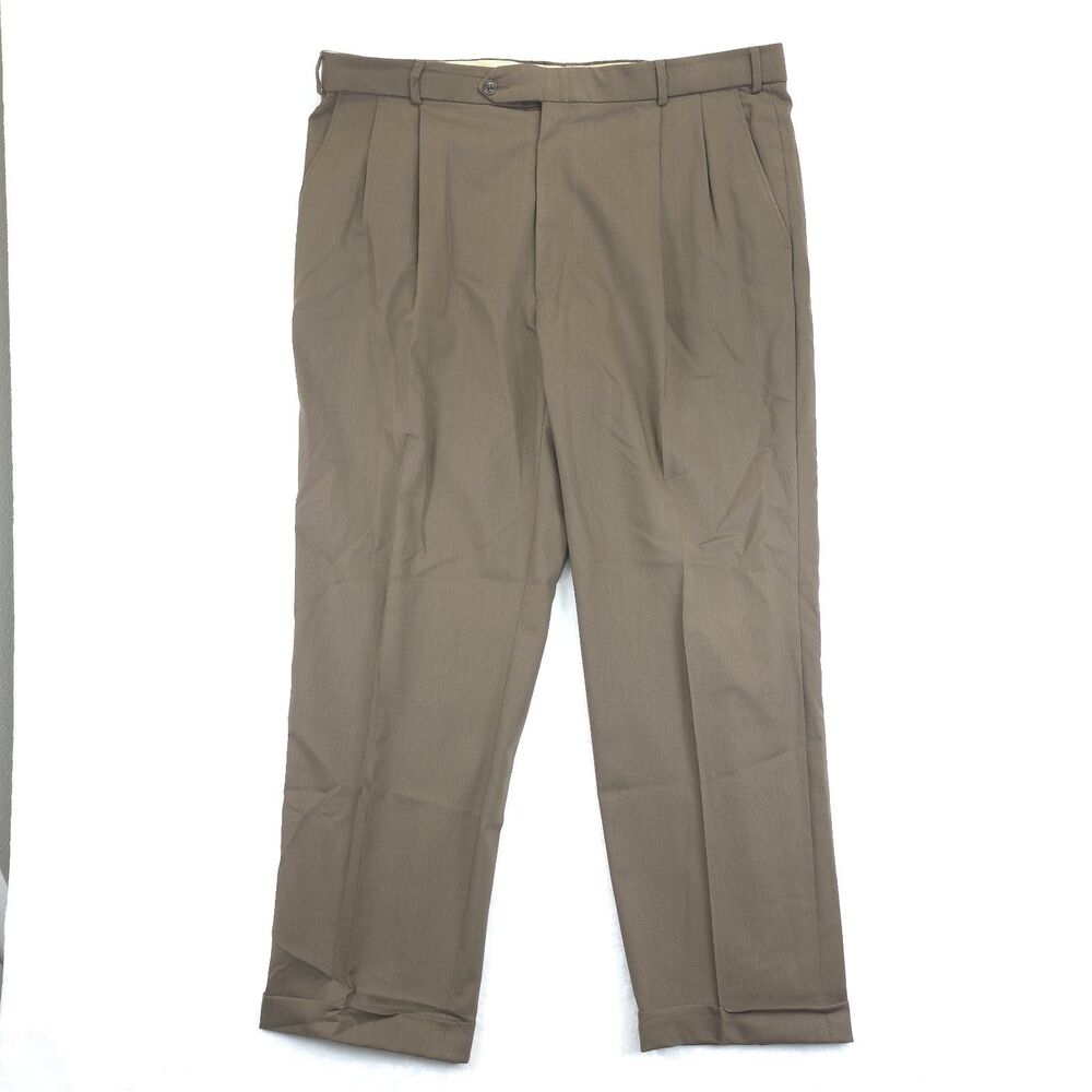 Ballin Pants Mens Size 40x29 Wool Comfort-Eze Dress Pant Super 120’s Brown